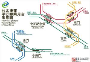 台北捷运同站台换乘示意图