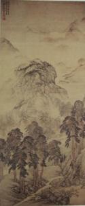 明 张宏《村径柴门图》