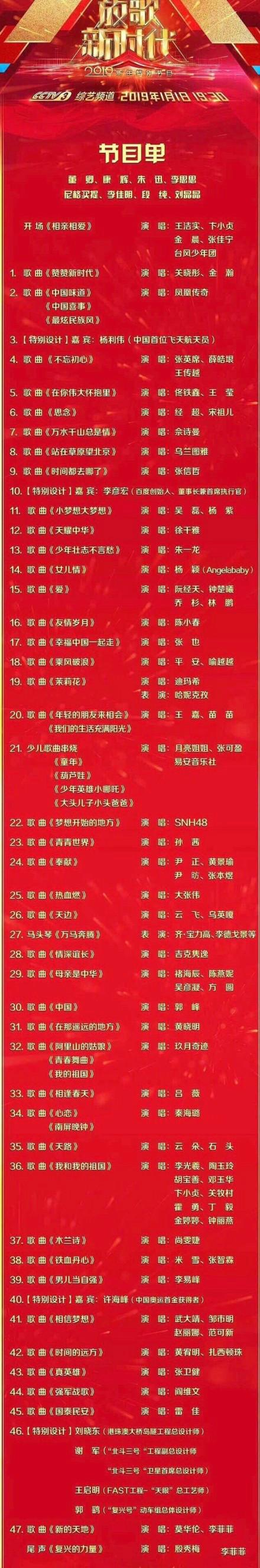 放歌新时代—2019新年特别节目单