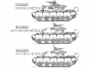 88A/88B主战坦克侧视比较线图